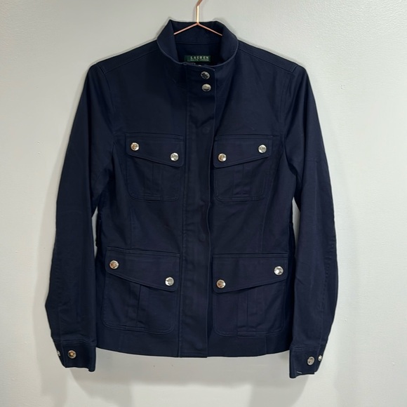 Lauren Ralph Lauren Jackets & Blazers - VINTAGE LAUREN RALPH LAUREN WOMENS CARGO JACKET BUTTON LONG SLEEVE BLUE SZ SMALL